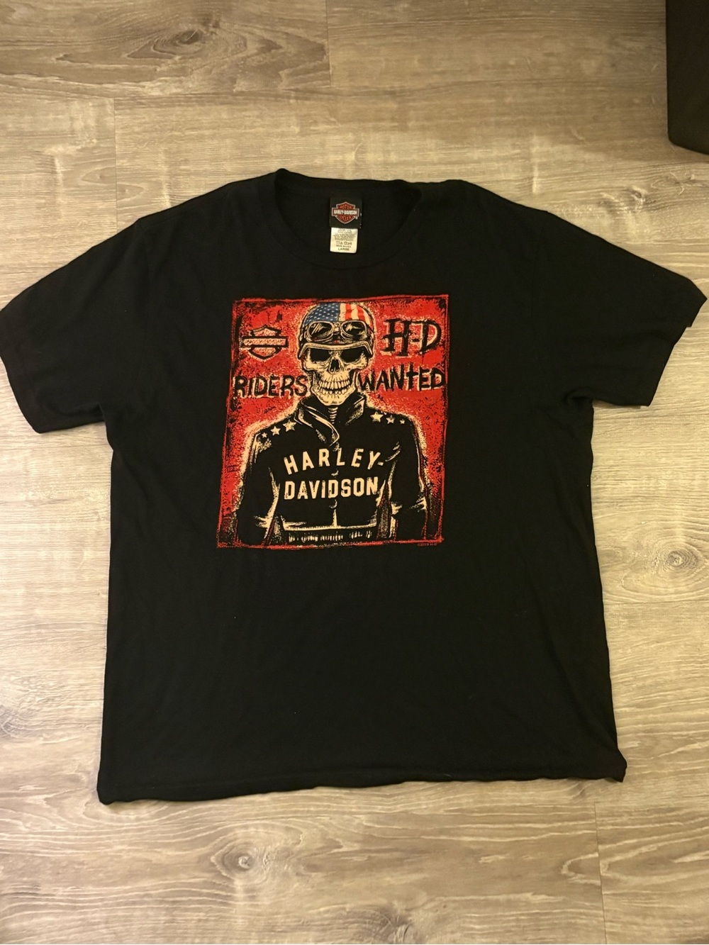 Harley-Davidson Black Tee with Red Skull Rider Graphic